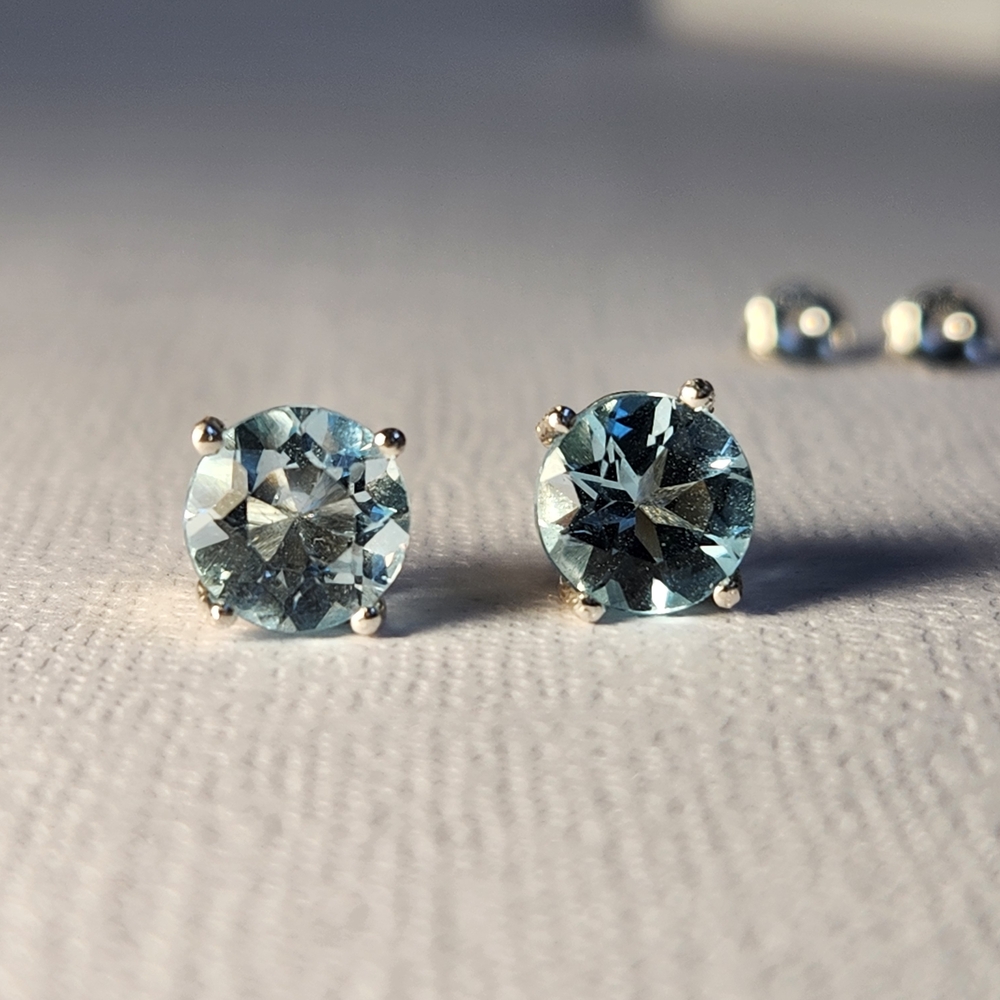 Lrg Semi VTG 2ctw Icey Topaz Open Lattice 925 Stud Earrings 6mm High Brilliance - Picture 7 of 16